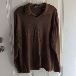 Brandini Men's Classic Brown V-Neck Sweater